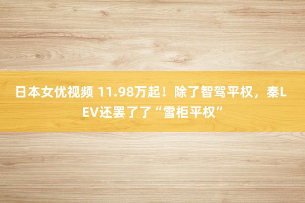 日本女优视频 11.98万起！除了智驾平权，秦L EV还罢了了“雪柜平权”